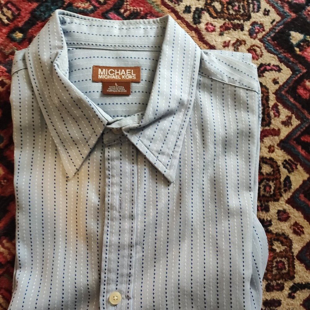Michael Kors Blue/White Dress Shirt Size L - EUC - Long Sleeves